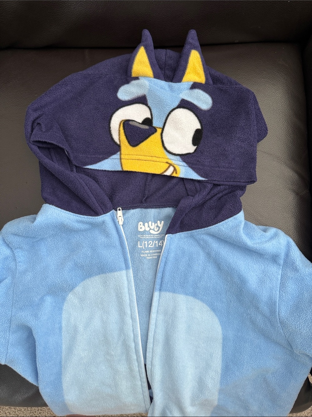 Bluey Onezie Costume Hooded Zip-Up size Large 12-14
